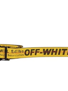 Off-White Yellow Industrial Webbing Belt with Black Logo (worn once)